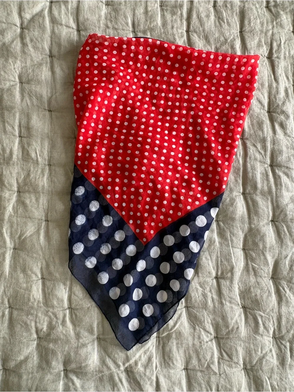 Polka Dot Red and Navy Lightweight Bandana Scarf